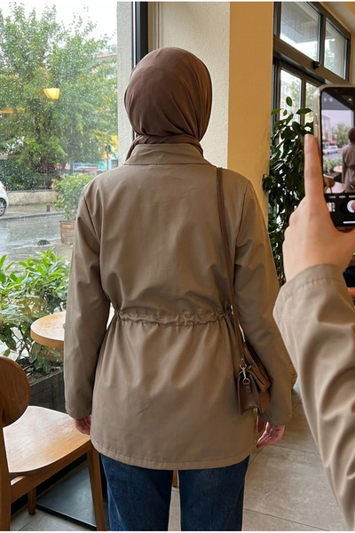 Kirazca Butik Women's Belted Short Trench Coat – Seasonal Hijab Jacket