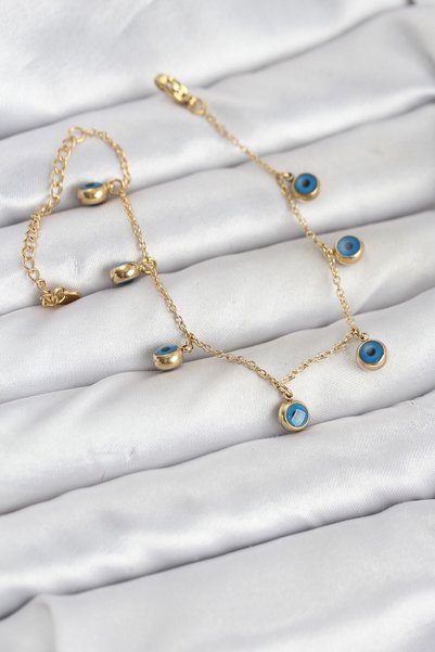 Generic Brand 316L Steel Gold Color Minimal Evil Eye Model Women's Bracelet 5886