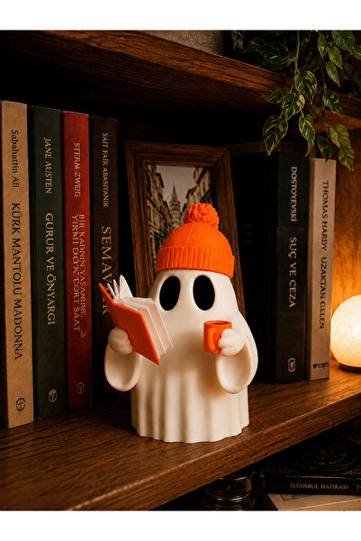 MSVstudio3d Kitap Okuyan Hayalet Biblo Kitaplık Süsü 9cm – Kış Temalı Dekorat...
