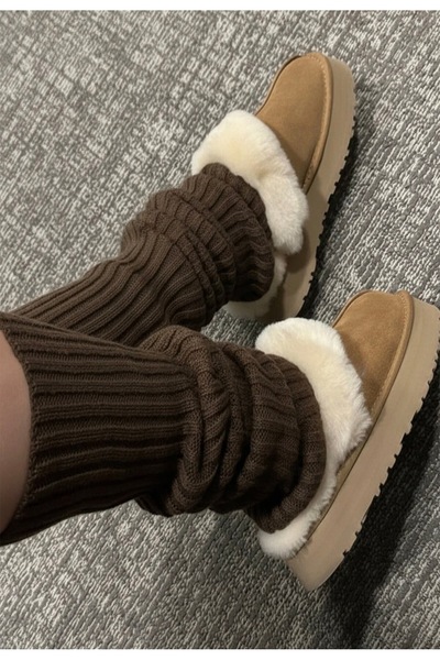 LUSHİGO Women's Knitwear Knitted Leggings Soft Textured Socks