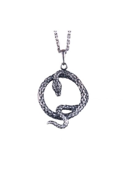 KAMBO 925 Ayar Gümüş Ouroboros Yılan Kolye - Sonsuzluk ve Yenilenme Sembolü -...