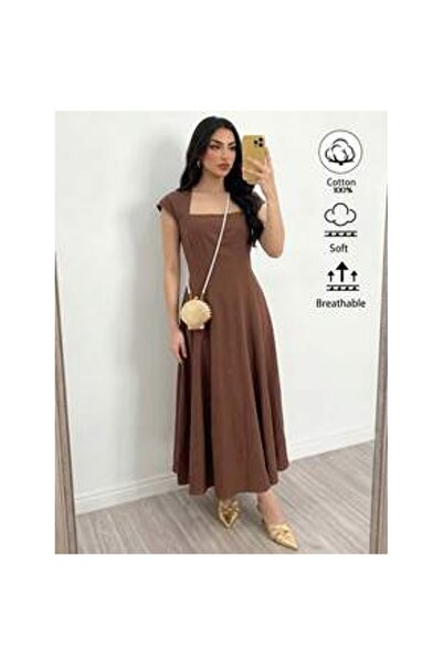 OEM Rochie midi elegantă de vară pentru femei în nuanțe de maro