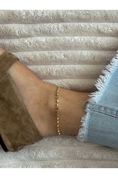 nunu takı Chain Cut Cube Gold Anklet