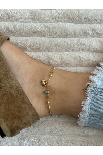 nunu takı Crab charm gold anklet