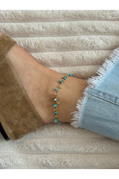 nunu takı Gold Anklet with Eye Charms