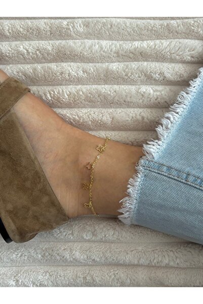 nunu takı Gold anklet with clover charm