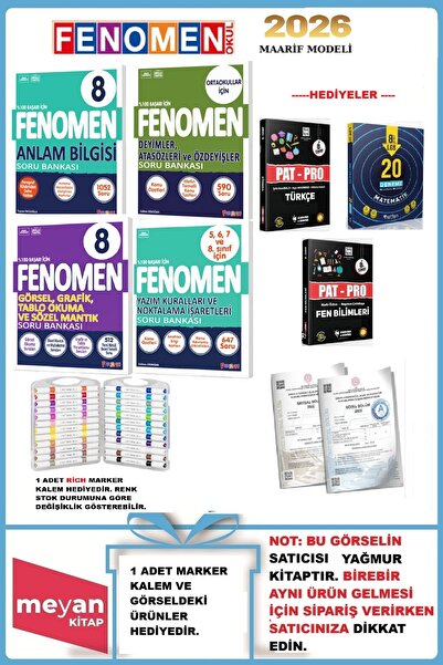Fenomen Yayıncılık 8.Sınıf 4'lü Set (Anlam Bilgisi, Görsel Okuma, Atasözleri ve Deyimler ,Yazım Kuralları)..HEDİYELİ