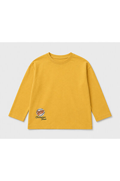 BALKABAĞI College Mustard Oversized Long Sleeve T-Shirt (2-9 Years)