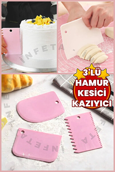 İnfeta 3-Piece Dough Cutter Scraper Set-Decorator Set Pastry Cream Sculpting ...