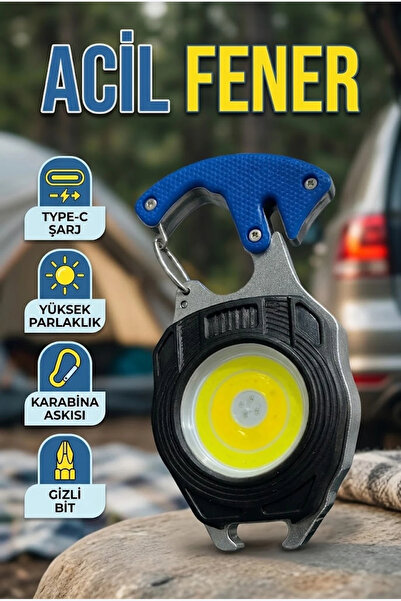 canrodi SB Type-C Şarjlı COB LED Çok Amaçlı Acil Durum Feneri Plazma Çakmaklı...