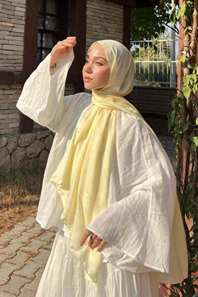 A/F fezah prive Etnik Monogram Desen Şal Tereyağ Sarısı