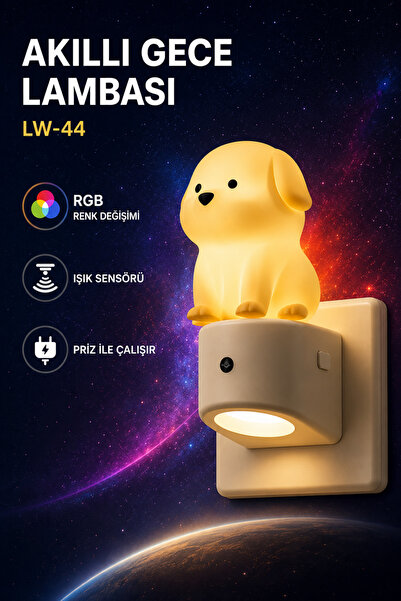 Başkenttekno Akıllı Gece Lambası RGB Renk Değişimli Işık Sensörlü Prize Takıl...