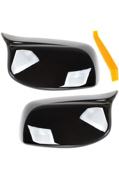 M MODECAR BMW 5 E60 E61 03-08 capac oglindă NEGRU LUCIOS stânga + dreapta 2 b...
