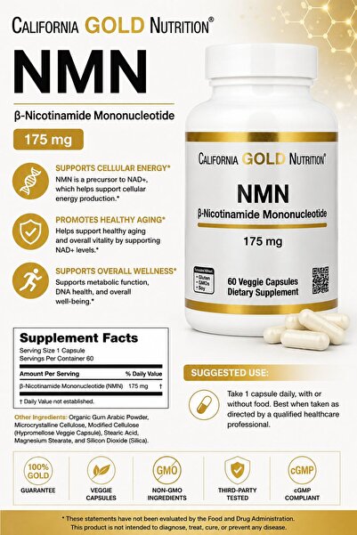 California Gold Nutrition Nmn Nicotinamide Anti aging Antioksidan 175 Mg 60 V...