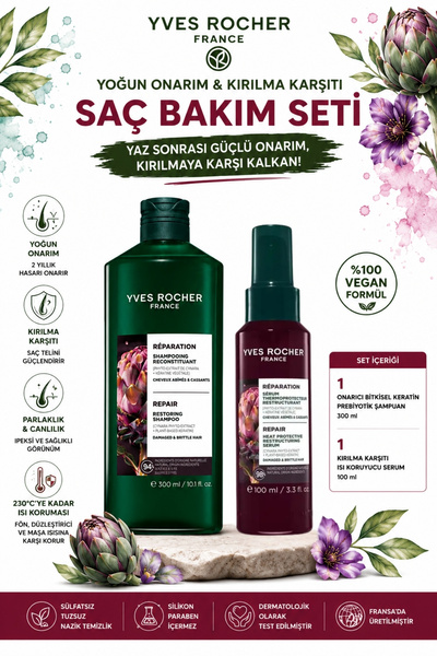 Yves Rocher Yoğun Onarım Ve Kırılma Karşıtı Saç Bakım Seti - Bitkisel Keratin...