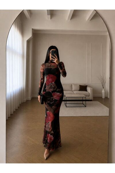 Sindimoda Hannah Baskılı Tül Elbise 56634