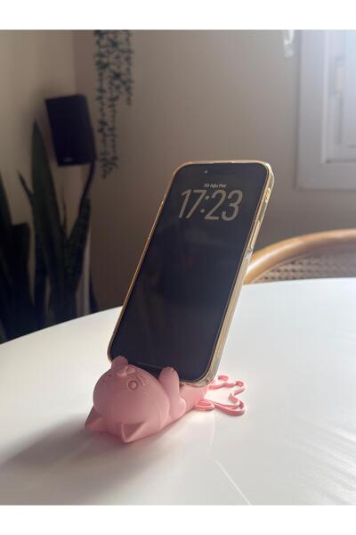 MKT3DStudio Pembe Sevimli Kedi Masaüstü Telefon Tablet Tutacağı, Telefon Tabl...