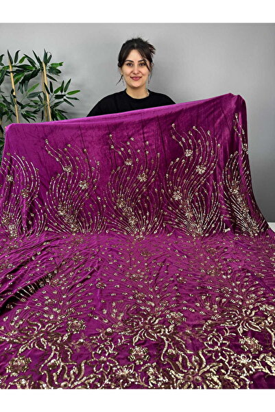 ipekkumaş Sequin Embroidery Velvet Fabric
