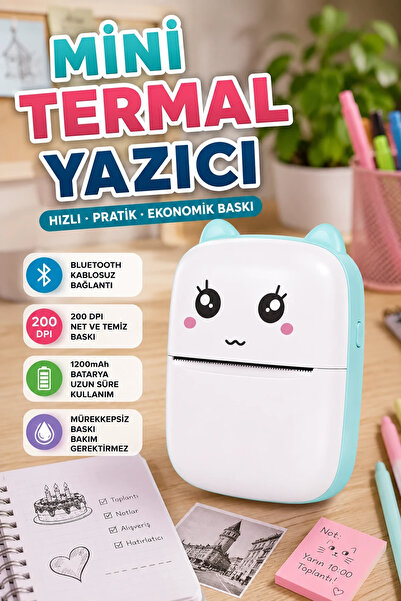 canrodi Bluetooth Mini Termal Cep Yazıcısı 200 DPI – Mürekkepsiz Baskı ve 120...