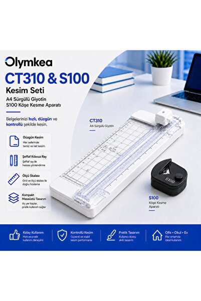 Olymkea CT310 Kağıt Kesme Makinesi + S100 Köşe Kesici Seti
