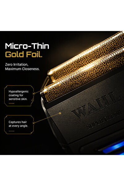 Wahl Professional 5 Star Vanish Shaver | Cord-Cordless |2 Independent Cutting Bars | Gold Foil | 3 Pin - GCC