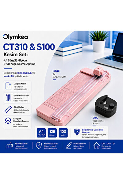 Olymkea CT310 Kağıt Kesme Makinesi + S100 Köşe Kesici Seti