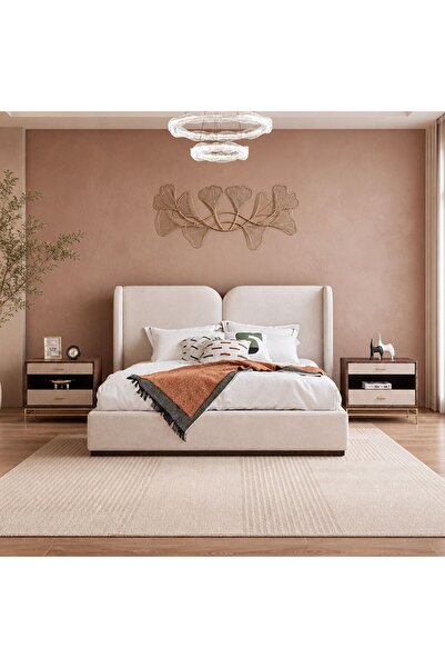 Danube Home Atlanta 200x200 Upholsterd Super King Bed Beige, Furniture Piece ...