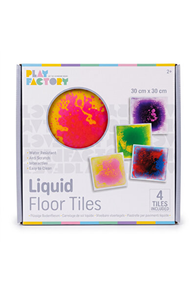 edumatoys Play Factory Sensory Liquid Filled Floor Tile Set (Pack of 4)