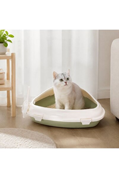 idei Tocaletă de colț pentru pisici din plastic rezistent L52.1×W38.4×H18.3cm...