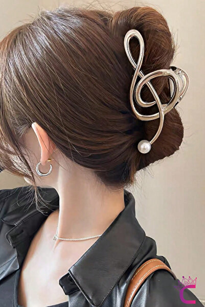 Cinderella Left-Handed Switch Pearl Stone Metal Women's Hairpin Buckle Silver...
