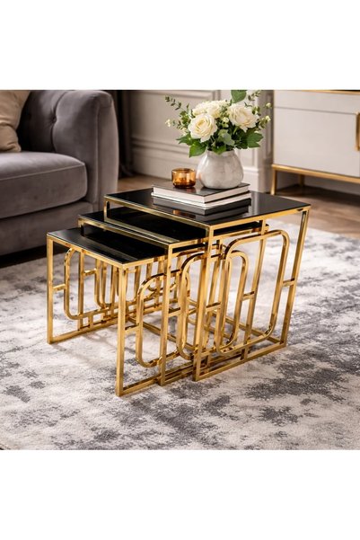QUATTRO HOME Kare Hedef 3’lü Kare Zigon Sehpa Seti - Küçük: 35 × 35 cm — Yüks...