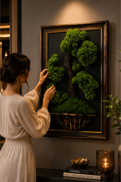 Good Miss Bonzai Ağaç Duvar Tablosu Çerçeveli Dekoratif 3Boyutlu