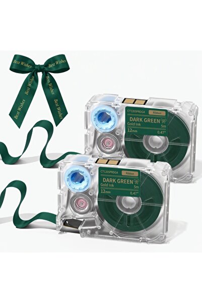 Choice 2PCS Gold on Green Phomemo A30 P15 Black Print Purple Satin Ribbon 12m...