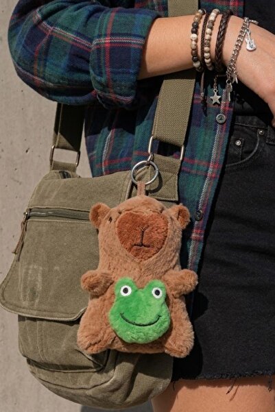 Solemia 12 cm Capybara Plush Bag Ornament – Frog Figure Keychain |   Cute Gif...