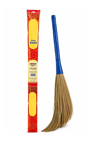 Home By SS Premium Natural Grass Broom with Sturdy Handle | Lightweight Eco-F...