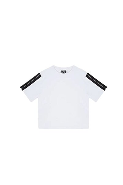 EA7 Tricou fete TEE SS TAPE, Bumbac, Alb, 164 CM