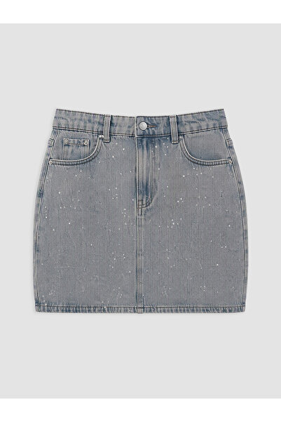 LC Waikiki Fustă mini din denim împodobită cu pietre