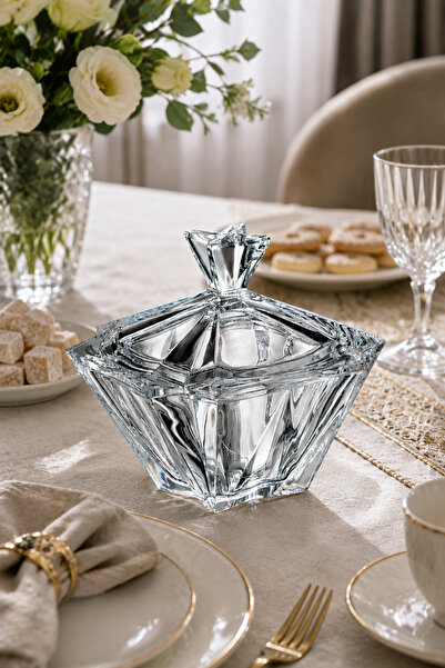 Metropolitan 22 cm Kapaklı Kristal Cam Şekerlik