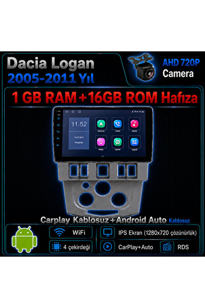 CONION Dacia Logan 2005-2011 Yıl uyumlu 1GB Ram 16GB Rom Hafıza Android Kablo...