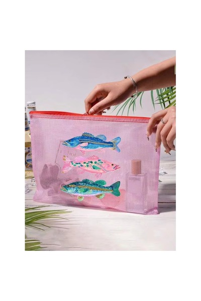 OEM Geantă de machiaj pentru plajă impermeabilă cu model vintage de sardine