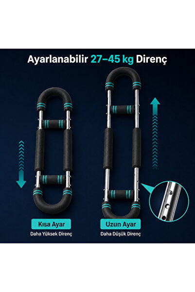 Coverzone Ayarlanabilir Kol ve Göğüs Egzersiz Aleti, U Şekilli Kol Gücü Antrenörü, Üst Vücut Kas Geliştirme Fitness Spor Ekipmanı, Evde Antrenman Aleti, LBCE100