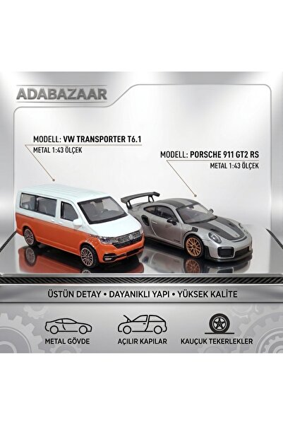 Burago مجموعة سيارات معدنية بمقياس 1:43 - مجموعة سيارات VW Transporter T6.1 و...