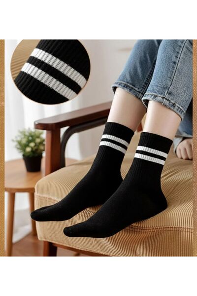 SOCKSHION 6’lı Paket Unisex Siyah ve Beyaz Pamuklu Spor Çorap Seti 4 Mevsim Cool&Comfort