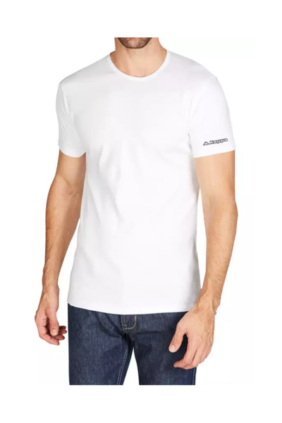 Kappa Tricou Barbati din Bumbac, Alb, 2XL