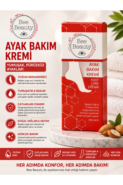 Bee Beauty Badem Yağlı & E Vitaminli Ayak Bakım Kremi 100 ml