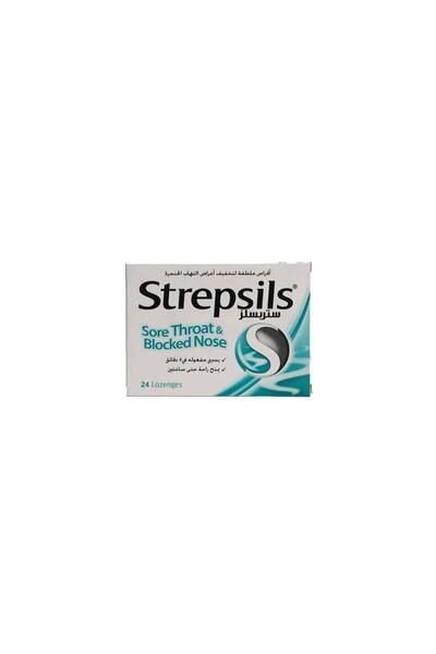 STREPSİLS أقراص المنثول للحلق والأنف المسدود 24 قرصًا