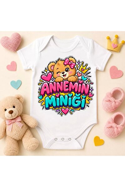 Outdoor One Mommy's Mini Printed White Baby Bodysuit with Envelope Collar and...