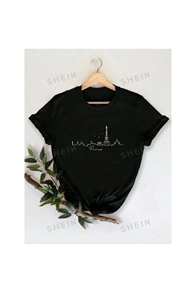 OEM Tricou de damă cu conturul peisajului din Paris