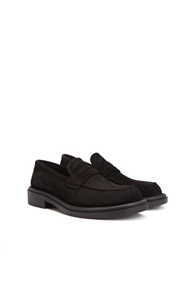 George Hogg Siyah Erkek Süet Loafer