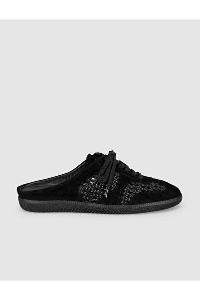 Cabani Black Genuine Leather Women's Mule Sneaker